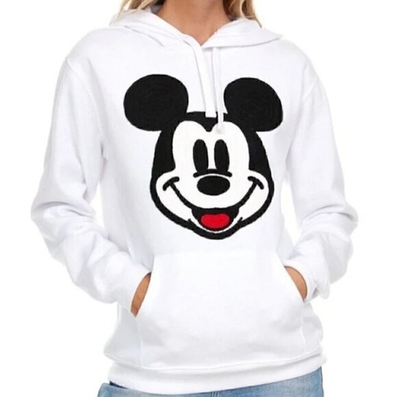 Disney Mickey Mouse Embroidered Licensed Woman's Hoodie White Size Small - Picture 1 of 8